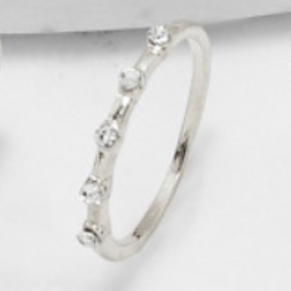 Two band/One with Rhinestones Silver Ring - Picture 2 of 6